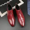 British Ankle Boots Men Shoes Classic Point Toe Crack Lattice Solid Color Pu Lace Fashion Casual Street Daily AD143