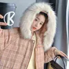 Women's Down Parkas Women's jackets 2021 winter fashion plus size ladies parker down cotton hooded big fur collar padded jacket plaid jacket women T220902