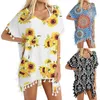 Frauen Badebekleidung 20 Styles Mode florale Chiffon Frauen Blumendruck Quasten Cover-ups Hemd Lose Cover für Strandreisen