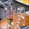 Kieliszki do wina 2PCS Rose kształt podwójny ściana copo gafas wetro dwuwarstwowa wina kieliszek koktajl kubek alkoholowy wazo domowy kochanek Prezent Xmas D Dh5m4