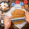 Justerbara rullande stift degmatta rullar rostfritt st￥l fondant pasta t￥rta verktyg 4 avtagbar ring f￶r pizza 903