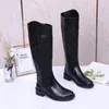 Winter Fashion Luxury Designer Boots Knie Flip Leather Warm Woman Boot Cowgirl Waterdicht gevecht Chelsea Rain Snow Black Riding6663