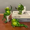 Decorative Objects Figurines Kawaii Artificial Animal Resin Frogs In Comfortable Life Figurines Home Room Decorations Accessories Modern Crafts T220902