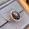 Cluster-Ringe, Schmuck, natürlicher echter schwarzer Opal, schlichter Stil-Ring, 1,5 ct Edelstein, 925er Sterlingsilber