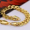 Link Bracelets 10mm Thick Men Bracelet Yellow Gold Filled Wrist Chain Cuban Jewelry 20cm