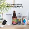 16 OZ Sublimation Can Cooler Tumblers Blanks 4-in-1 Can Insulator Adapter with Leack-Proof Lid Plastic Straw Stainless Steel Cooler 903