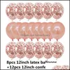 Decorazione per feste 20Pcs Palloncini in oro rosa Decorazione Set di coriandoli Chrome Ballon Compleanno Deco Festa Anniversario di matrimonio Homeindustry Dhrh4