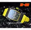 2022 11-01 A21J Automatique Montre Homme PVD Acier Tout Noir Cadran Squelette Grande Date Bracelet Caoutchouc Jaune 6 Styles Montres Puretime E5