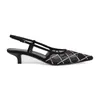 Damskie designerskie sandały Slingback Buty Hollow Przezroczyste kapcie Luksusowa siateczka z kryształkami Klamra sandała Zamknięcie Szpilki Modne kapcie Niskie obcasy 3,5 cm