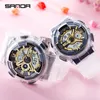Wristwatches SANDA 2022 Sell Multifunctional Student Digital Watch Fashion Transparent Strap Couple Electronic Wristwatch Gift For Lovers