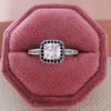 Cluster Rings 2022 Luxury Blue Pink Oval 925 Sterling Silver Engagement Ring For Women Lady Anniversary Gift Jewelry Wholesale R5237