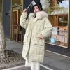 Women's Down Parkas Women's jackets 2021 winter fashion plus size ladies parker down cotton hooded big fur collar padded jacket plaid jacket women T220902