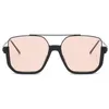 Modne okulary przeciwsłoneczne UNISEX SEMI REMIN BELLES SUN GLASSE DOUBLE BEAM BEAMBRAL Anti-UV Specakles Oversize Frame Okulasy Ozdobne