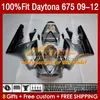 OEM Fairings-kit voor Daytona 675 675R 09 10 11 12 Body 150No.45 Black Gray BLK Daytona675 2009 2010 2011 Bodyworks Daytona 675 R 2009-2012 Spuitgietbeurt