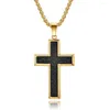 Pendentif Colliers Croix Collier Simple Grand Titane Acier Plaqué Or Givré Dévotion Chrétienne Pour Croire Aux Hommes