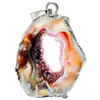 Collane con ciondolo TUMBEELLUWA Fetta di agata Druzy Geode Cristallo irregolare naturale Placcato oro/Argento