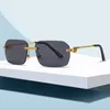 نظارة شمسية للنساء مصمم نظارات شمسية قطع نظارات الشمس الفرنسية الأنيقة عتيقة ظلال القيادة Gafas de sol Rimless مستطيلات حديثة من الكريستال