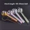 Tubos de quemador de aceite de vidrio Tubo de fumar de mano de bola de 4 pulgadas y 30 mm con embudo Llenado conveniente Tubo de vidrio de plataforma petrolera de paja Dab