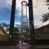 Pink Thick Glass Hookahs Arm Tree Perc Bongs Water Pipe Bubbler with Honeycomb Recycler Smoking Oil Dab Rig with 18 mm Joint