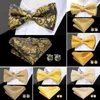 Papillon LH-738 Hi-Tie Luxury Gold Silk per uomo Fashion Wedding Party Bowtie Fazzoletto gemelli Set Mens