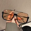 Modne okulary przeciwsłoneczne UNISEX SEMI REMIN BELLES SUN GLASSE DOUBLE BEAM BEAMBRAL Anti-UV Specakles Oversize Frame Okulasy Ozdobne