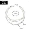 Подвесные ожерелья 2022 Серебряное металлическое колье для мужчин Женское модное панк -стиль толстый цепь имитация жемчужного многослойного кофера
