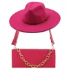 Boinas sombreros de mujer cadena rosa caja roja bolso fascinator moda señoras al aire libre viaje Jazz Cap Brim 9,5 CM venta al por mayor