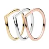 Authentieke Sterling Silver Polished Wishbone Rings Dames Wedding Designer Sieraden voor Pandora Rose Gold Engagement Gift Ring Set met originele doos