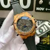 Montre mécanique de luxe pour hommes Untuk Lelaki Perniagaan Kasual Reka Bentuk Personaliti Baru Dail Hitam Golddezel Getah Swiss Es Brand