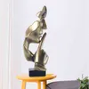 Przedmioty dekoracyjne figurki cisza to złota statua żywica abstrakcyjna twarz rzeźba rzemiosło artystyczne salon biuro ozdoby do dekoracji domu T220902