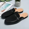 Sandals Slippers 6C1da Half Men Shoes Breathable Toe Cap Slingback PU Ing Belt Buckle Fashion Casual Daily Ad148