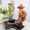 Dekorative Objekte Figuren Silence is Gold Statue Harz Abstraktes Gesicht Skulptur Kunst Handwerk Wohnzimmer Büro Heimdekoration Ornamente T220902