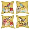 Juego de fundas de almohada de 4 estampado de pájaros, cojín decorativo Ers para sala de estar, sofá, dormitorio, casa de campo, decoración del hogar, 18 "X 18" Bdesybag Amue0