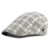 Boinas CNTANG MEN MEN VINTAGE PLAID CLOUD CAPS CAPS CASUAL MODA VISÃO CHAPS PLATA PARA MULHERES BERRET DE VERÃO ADIVADA AJUSTÁVEL