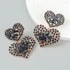 Hoop Earrings Wholesale Studing Earring Heart Shape Pink Black Colors With Clear Crystal Glass RhineStone 2022 Trend Luxury Women Jewelry