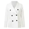 Women's Suits Casual Pure Color Blazer Feminino Double Breasted Chic Woman Notched Collar Elegant Coat