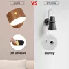 Wall Lamp Wooden LED Reading Light 3 Brightness Levels Rechargeable 360° Rotating Adjustable Touch Control Bedside