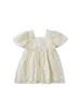 Kız Elbiseler Kızlar Ebeveyn-Çocuk Giysileri Sevimli Üç Boyutlu Çiçek Bebek Yaz Summer Tatlı Yay Puflu Kol Elbise