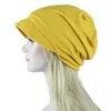 Mütze Winter Warm Turban Frau Herbst Winddicht Baumwolle Lila Beanie Mütze Einfarbig