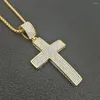 Chains Stainless Steel Crystal Stone Pave Cross Pendand Necklace Religious Hip Hop Jewelry Jesus Gift For Him