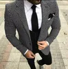 Men's Suits Mens Checkered Suit Houndstooth Custom Made Men Dress Tailored Casual Duotone Weave Hounds Tooth Check 3 Pieces