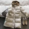 Piumino da donna Parka Inverno Donna Cappotto lungo con cappuccio 2022 Inverno Addensare Con cappuccio Vita regolabile Dritto Giacca in cotone allentato Cappotti Top caldi T220902