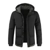 Mens Down Parkas Winter Coats Thick Slim Solid Color Hooded Zipper Open Stitch Full Sleeve Warm Casual Down Jacket 220902