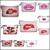 Storage Bags Lips Printing Cosmetic Bags Fashion Women Flower Makeup Pouch Portable Mtifunction This Bag Contains My Face Pattern 6Mb Dh2Fv