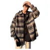 Camisas casuais masculinas Autumn Woolen Shirt Men Fashion Moda 3 Color Retro Plaid Mens Japanese Japanese Longo M-2xl de Sleevada Longa