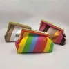 Sacos de noite Fanshion Rainbow Bolsa Multi Color Costura Destacável Alça Longa Joiniting Colorido Bolsa de Ombro Cross Body Handbags