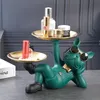 Objets décoratifs Figurines 2 plateau en métal bouledogue animal résine chien statue sculpture salon chambre décor maison décoration intérieure accessoires 220902