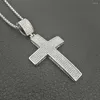 Chains Stainless Steel Crystal Stone Pave Cross Pendand Necklace Religious Hip Hop Jewelry Jesus Gift For Him