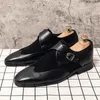 Monk Men Buty Britse Brock Faux zamsz w kratę klamra moda biznesowy