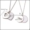 Colliers Pendentifs Colliers Pendentifs Sublimation Collier Blanc En Forme De Coeur / Rond Creux Plat Chaîne Bijoux Saint Valentin D Yummyjewelry Dhyf6